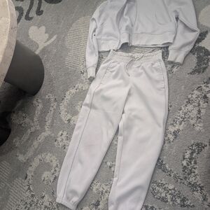 Zara Girls Light  Gray Pants & Hoodie Set